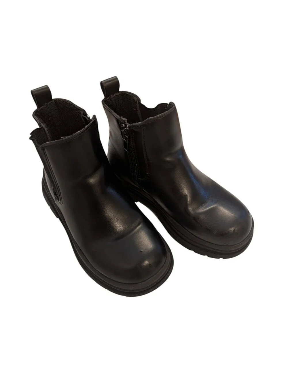 Girls Black Chelsea Boots with Side Zip Size 12
